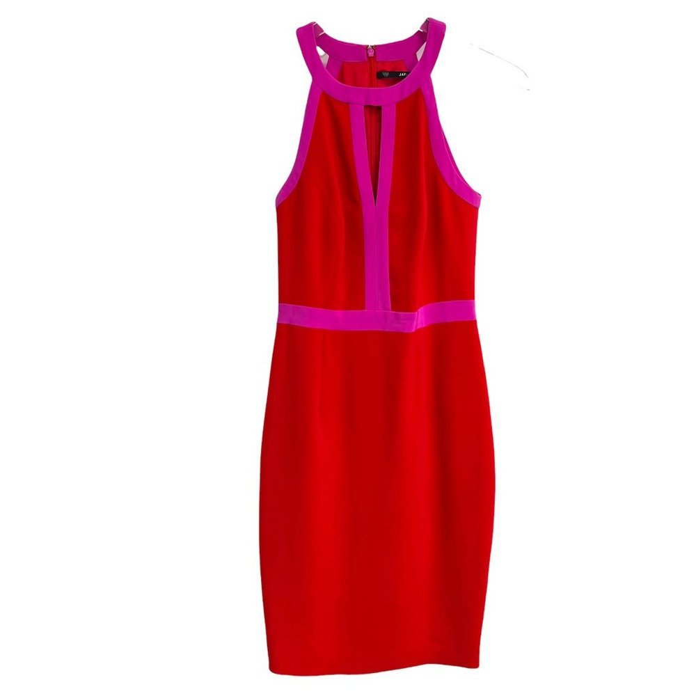 Jay Godfrey Vibrant Red Halter Sheath Dress